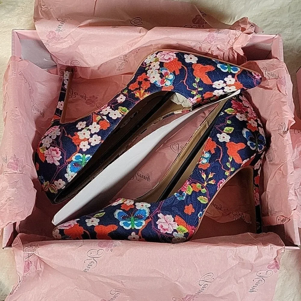 Penny Loves Kenny Blue Floral High Heels Sz 10M